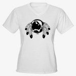 First Nations Native Art Women's V-neck T-shirt Women's Native Art Gifts & Shirts First Nations Womens Gifts & Shirts art & design by Canadian Metis Artist / Designer Kim Hunter custom imprinted First Nations gifts & apparel available