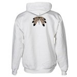 First Nations Art Hooded Sweatshirt / Hoodie Native art Eagle Feathers Art Hoodie Women's Native Art Gifts & Shirts First Nations Womens Gifts & Shirts art & design by Canadian Metis Artist / Designer Kim Hunter custom imprinted First Nations gifts & apparel available.