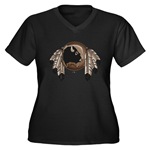 First Nations Art Women's Plus Size Shirt Native Art Eagle Feathers Women's Shirts Women's Native Art Gifts & Shirts First Nations Womens Gifts & Shirts art & design by Canadian Metis Artist / Designer Kim Hunter custom imprinted First Nations gifts & apparel available.