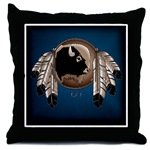 First Nations Native Art Throw Pillow Original Spirit Buffalo Native Art First Nations Gifts & Shirts art & design by Canadian Metis Artist / Designer Kim Hunter custom imprinted First Nations gifts & apparel available.