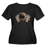 First Nations Art Women's Plus Size Shirt Native Art Eagle Feathers Women's Shirts Women's Native Art Gifts & Shirts First Nations Womens Gifts & Shirts art & design by Canadian Metis Artist / Designer Kim Hunter custom imprinted First Nations gifts & apparel available.