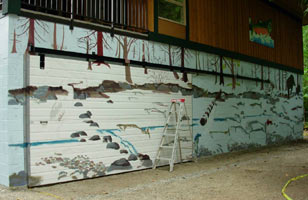Wildlife Mural Hyde Creek Wall Mural Port Coquitlam BC Landscape / Wildlife Mural Painting by Vancouver Artist Muralist Kim Hunter