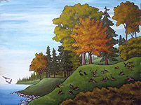 landscape painting Vancouvercanada english bay vancouver Sea wall painting without the path...click for detail image