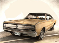 67 charger vintage car painting custom car drawings & paintings by kimhunter.ca